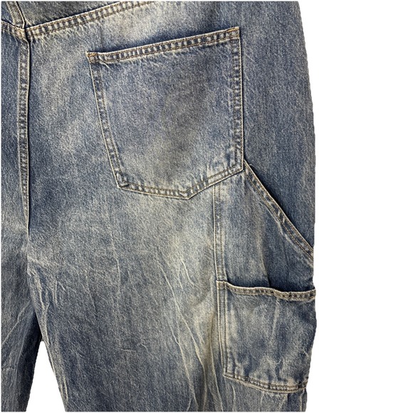 NWT boohooMAN Jeans Sz 46 Button Fly Plus Relaxed Rigid Ripped Carpenter Cargo - Picture 9 of 15